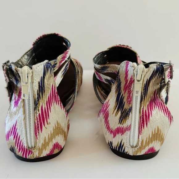 Lane Bryant Strappy Beaded Boho Sandals with Back Zip & Side Buckles size 8W - Picture 10 of 11